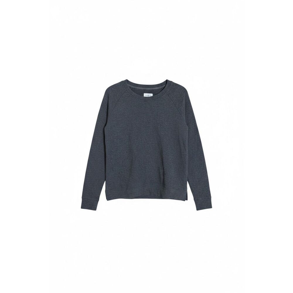 Lou & Grey Heather Crew Neck Raglan Long Sleeve Pullover Sweatshirt Gray Size XS